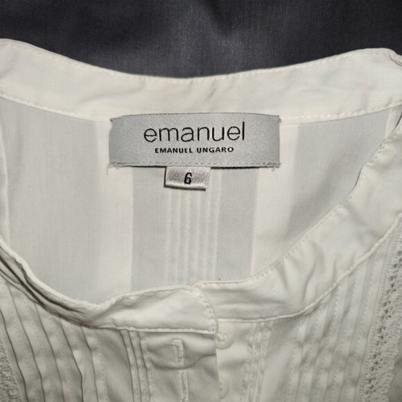 Emanuel Ungaro Women's White Pintuck Long Sleeve Button Down Shirt Size 6 - Picture 10 of 13